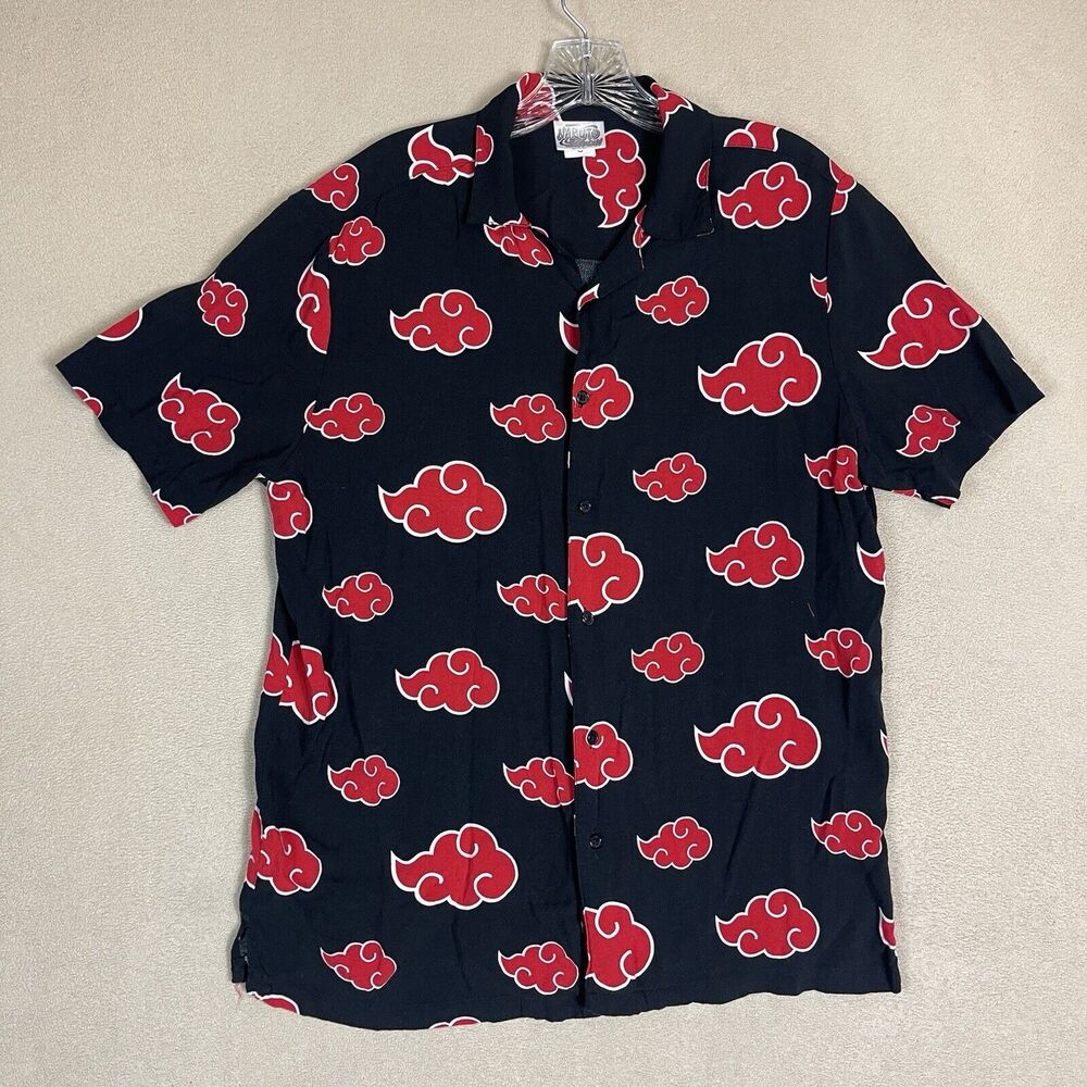 Shonen Jump Shirt Mens Small Black Naruto Shippuden Graphic‎ Print Button Up